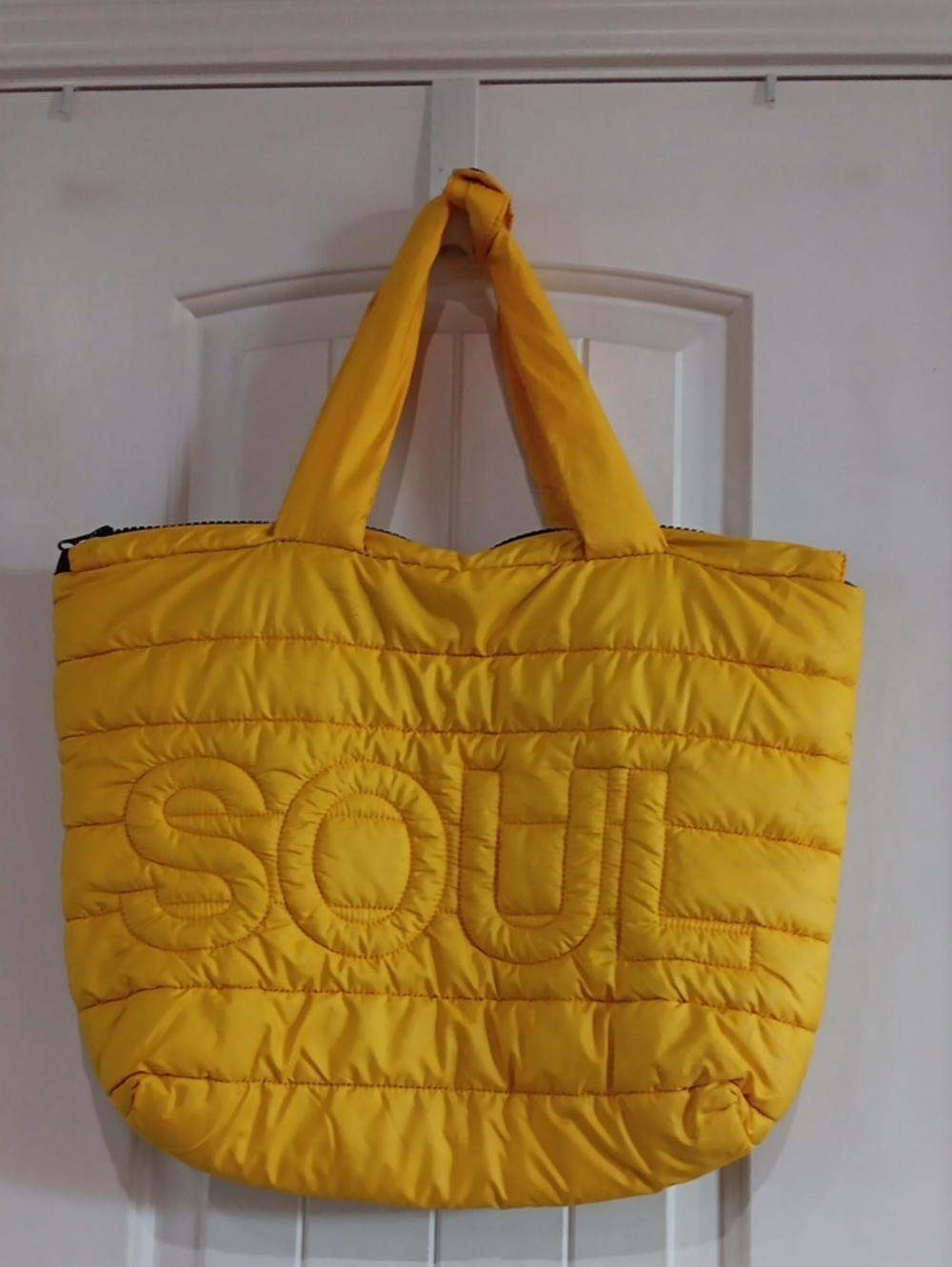 soulcycle SOUL Quilted Puffer Jacket Zip Carryall Tote
